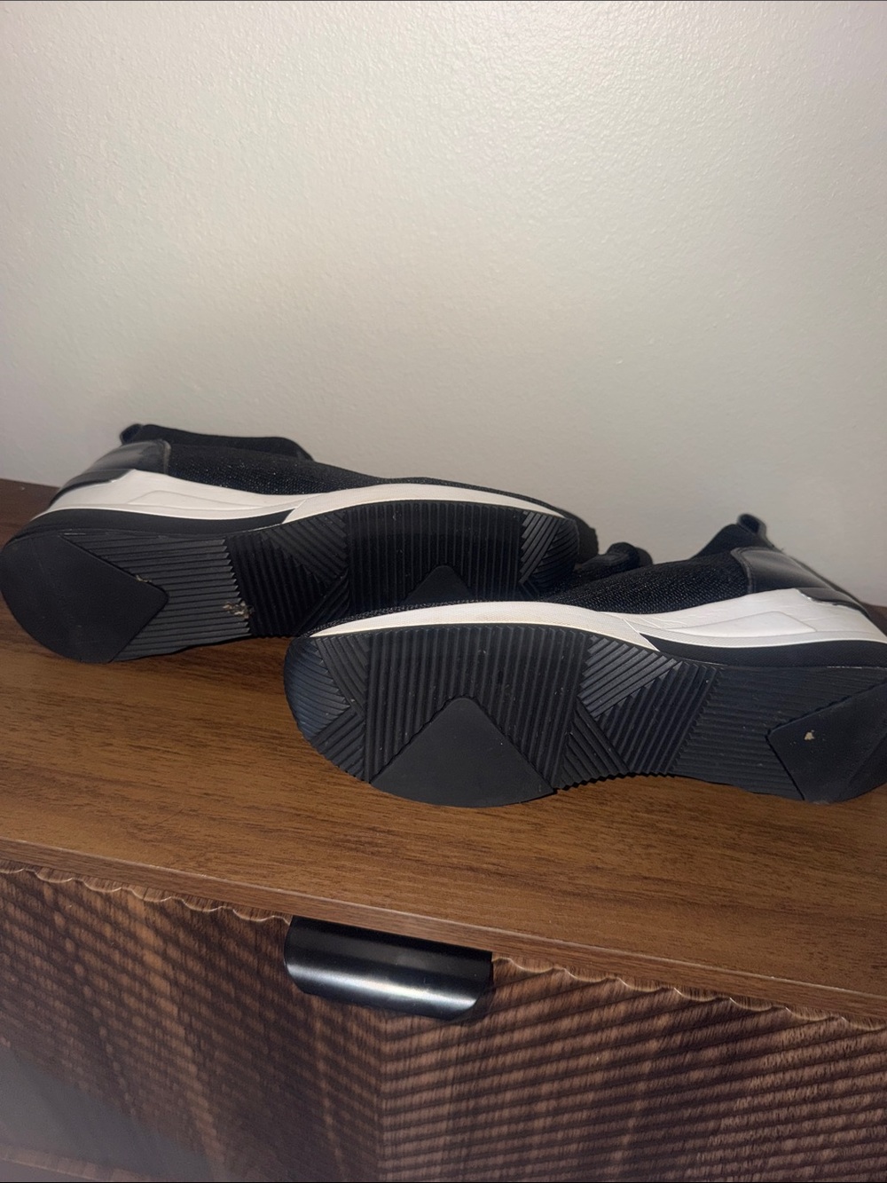 Michael Kors Black Knit Slip-On Wedge Sneakers - Picture 3 of 4
